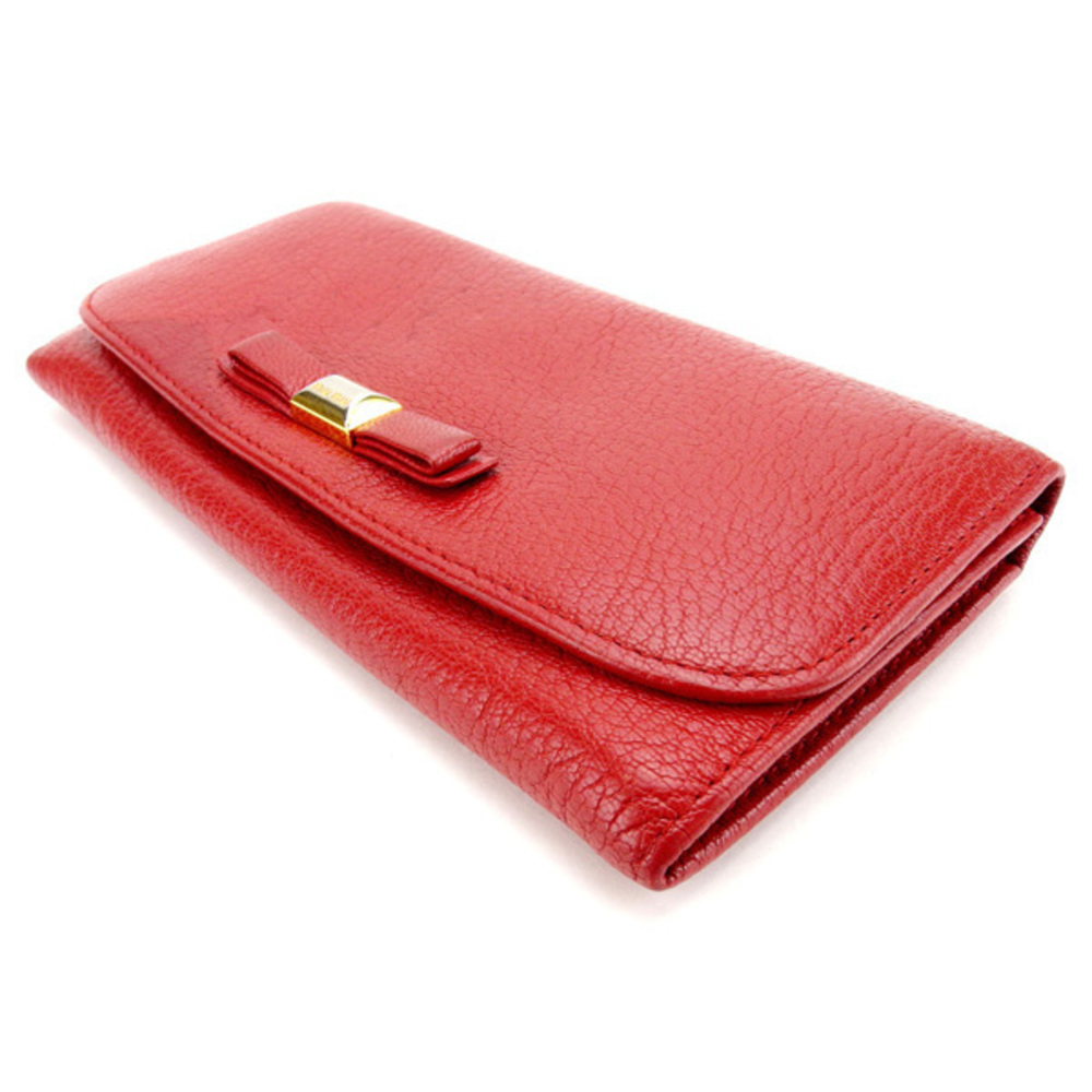 Miu Miu Long Wallet Ribbon Motif Red - image 3